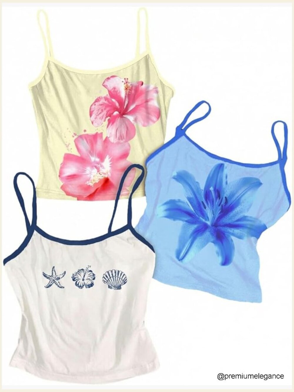 3 Pack Floral Crop Camisole Tops Summer Tank Tops Sleeveless